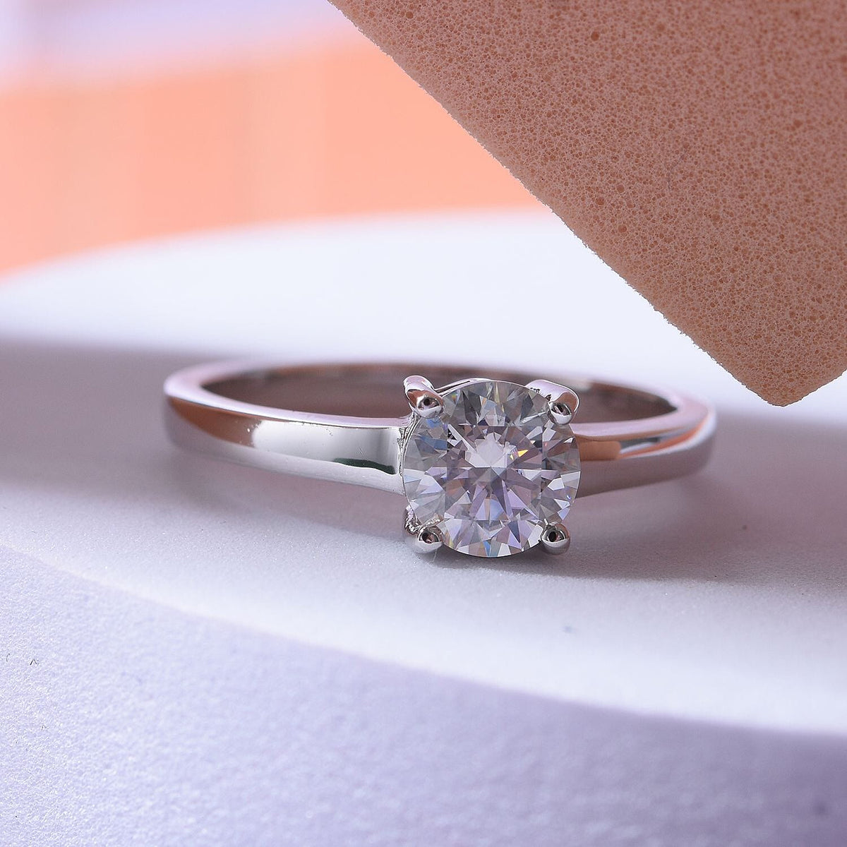 Moissanite Solitaire Ring in Rhodium Overlay Sterling Silver 7719271 1