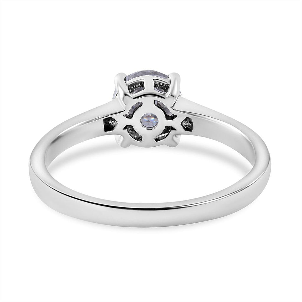 Moissanite Solitaire Ring in Rhodium Overlay Sterling Silver