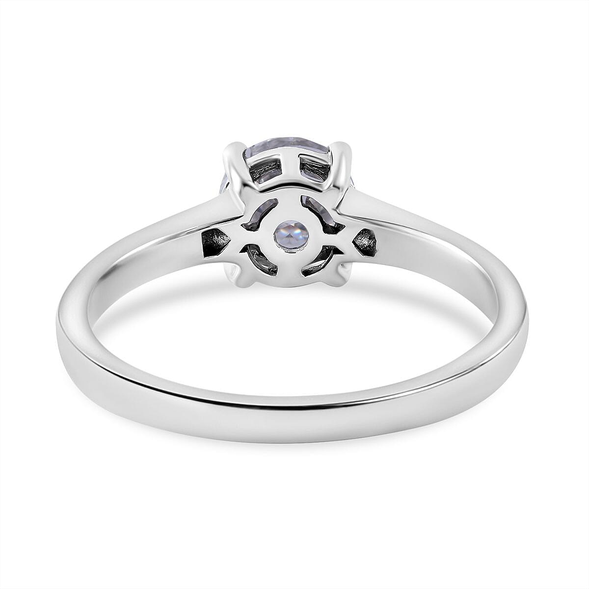 Moissanite Solitaire Ring in Rhodium Overlay Sterling Silver 7719271 4