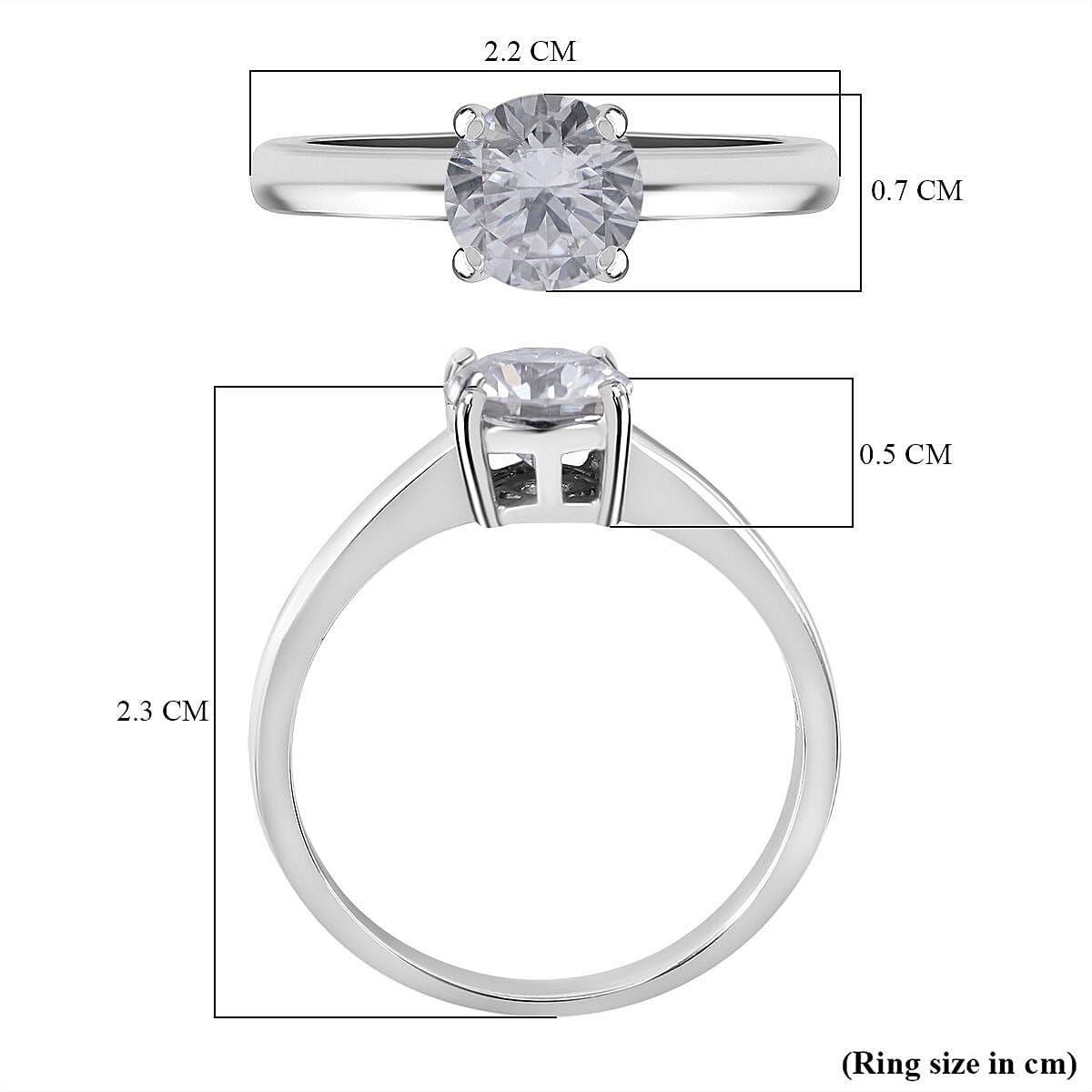 Moissanite Solitaire Ring in Rhodium Overlay Sterling Silver 7719271 5
