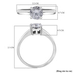 Moissanite Solitaire Ring in Rhodium Overlay Sterling Silver