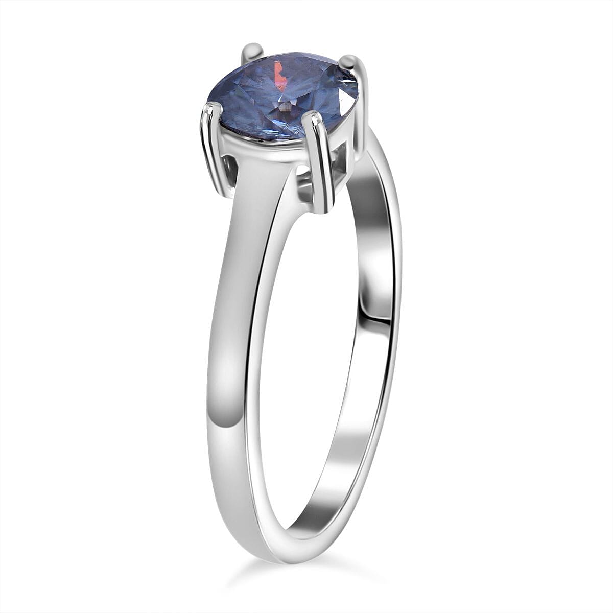 Celestial Blue Moissanite Solitaire Ring in Rhodium Overlay Sterling Silver 1 Ct. 7719312 3
