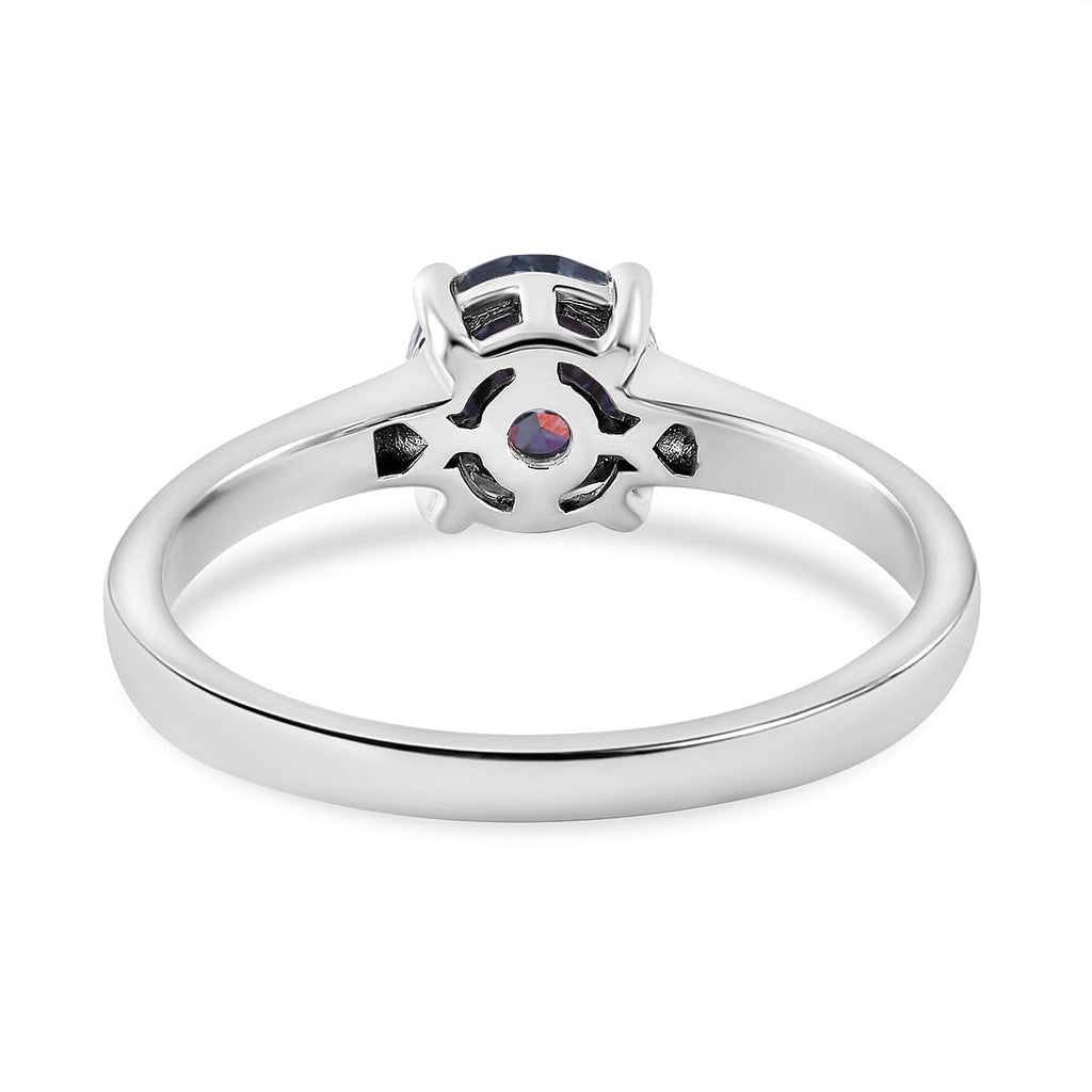 Celestial Blue Moissanite Solitaire Ring in Rhodium Overlay Sterling Silver 1 Ct.