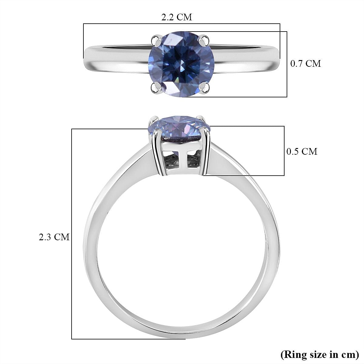 Celestial Blue Moissanite Solitaire Ring in Rhodium Overlay Sterling Silver 1 Ct. 7719312 5