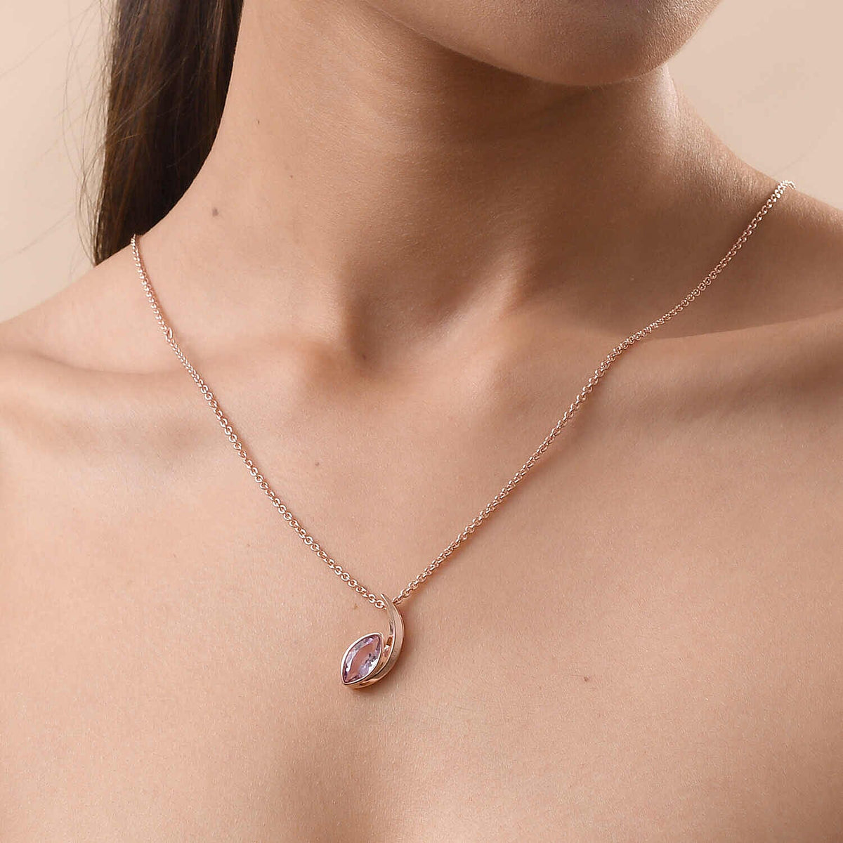 Pink Amethyst  Pendant in Rhodium Overlay Sterling Silver 1.50 ct  1.500  Ct. 7721753 2