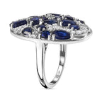 GP Celestial Collection - Blue Sapphire & Natural Zircon Ring in Platinum Overlay Sterling Silver 7.00 Ct.