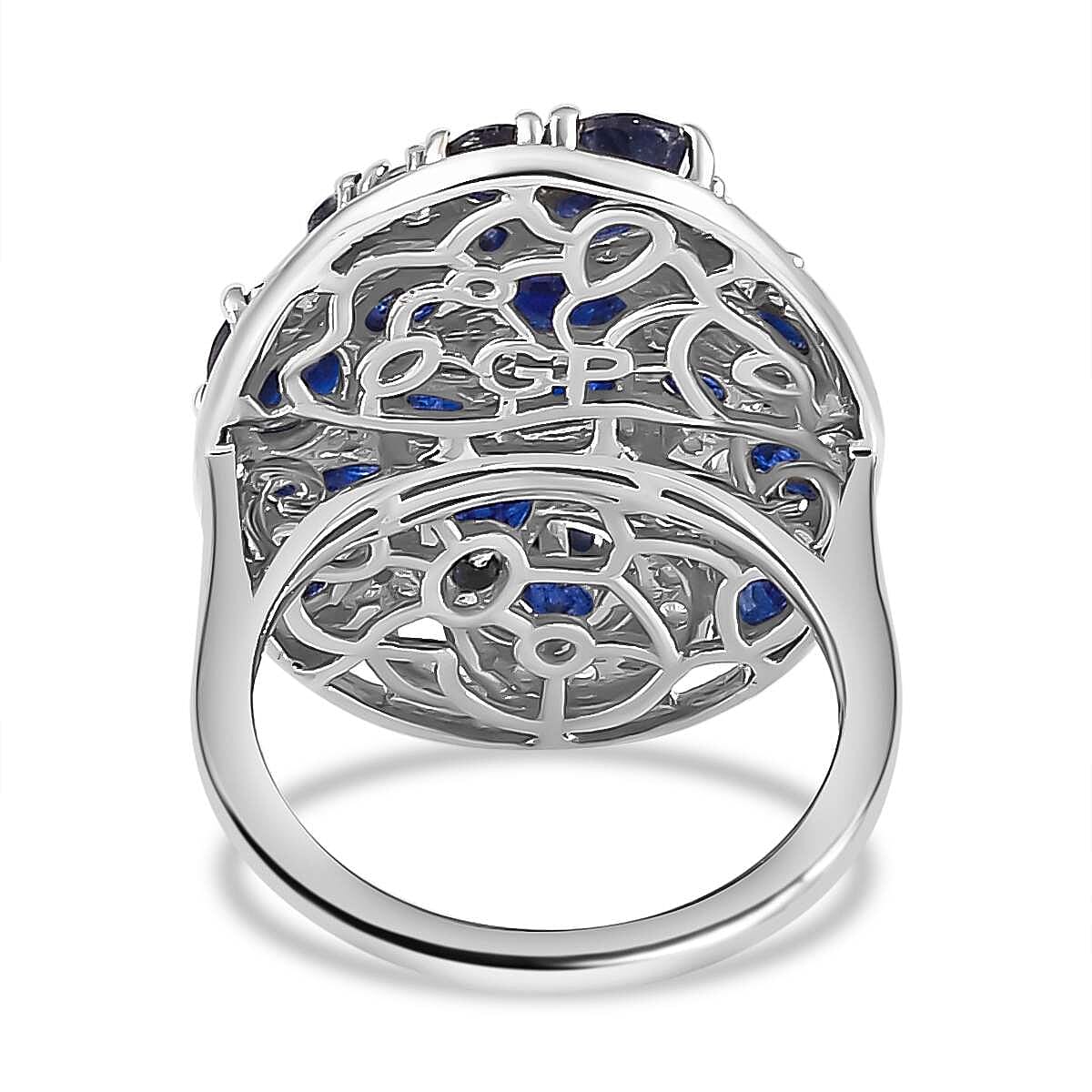GP Celestial Collection - Blue Sapphire &amp; Natural Zircon Ring in Platinum Overlay Sterling Silver 7.00 Ct. 7722024 4