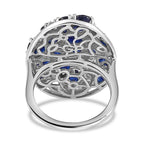 GP Celestial Collection - Blue Sapphire & Natural Zircon Ring in Platinum Overlay Sterling Silver 7.00 Ct.