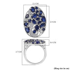 GP Celestial Collection - Blue Sapphire & Natural Zircon Ring in Platinum Overlay Sterling Silver 7.00 Ct.