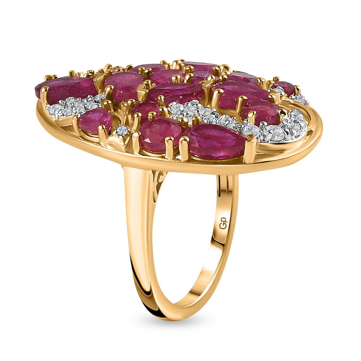GP Celestial Collection - Ruby &amp; Natural Zircon Ring in 18K Yellow Gold Vermeil Plated Sterling Silver 6.80 Ct. 7722094 3