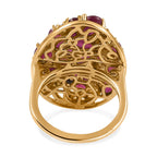GP Celestial Collection - Ruby & Natural Zircon Ring in 18K Yellow Gold Vermeil Plated Sterling Silver 6.80 Ct.