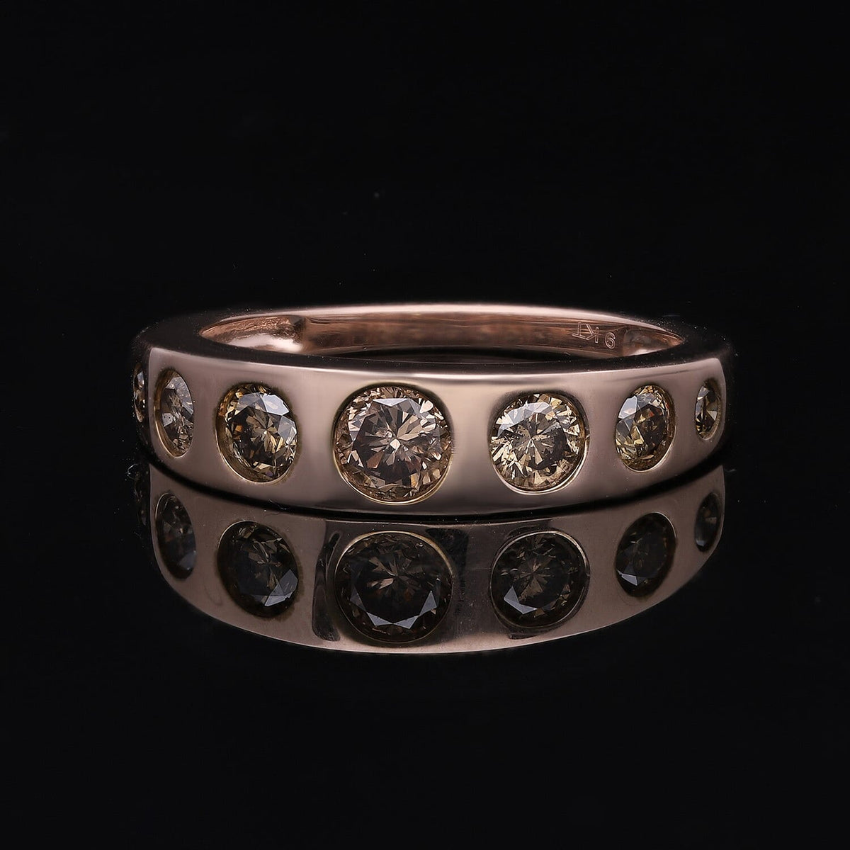 Natural Champagne Diamond 7 Stone Ring in 9K Rose Gold 7724311 1