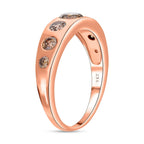 9K Rose Gold Natural Champagne Diamond Ring 1.04 Ct, Gold Wt. 3.32 Gms