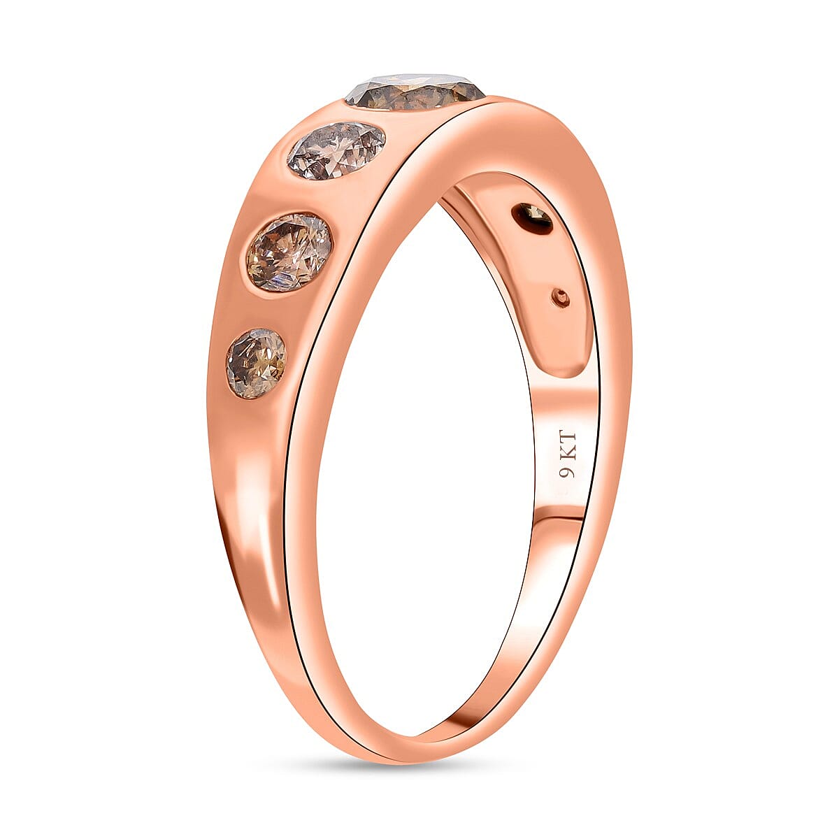Natural Champagne Diamond 7 Stone Ring in 9K Rose Gold 7724311 3