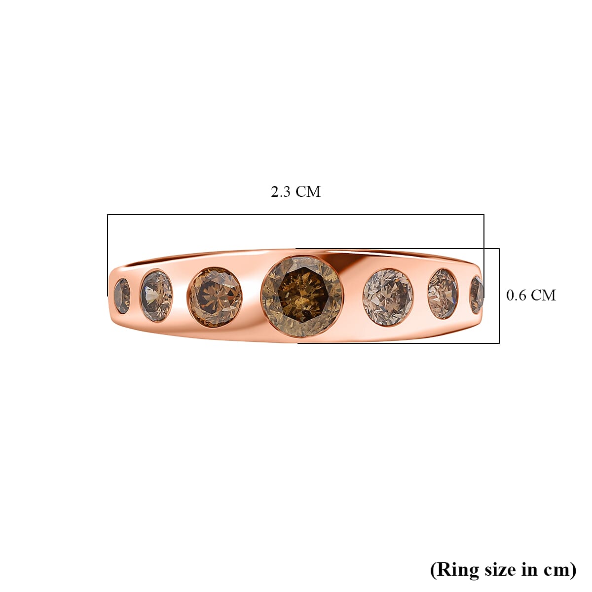 Natural Champagne Diamond 7 Stone Ring in 9K Rose Gold 7724311 5
