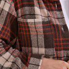 La Marey Brushed Checked Long Length Shirt-Coat (Size M) - Brown - Beige