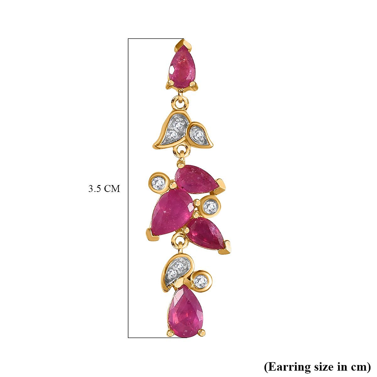 Ruby(FF) &amp; Natural Zircon Dangle Earrings in 18K Vermeil Yellow Gold Plated Sterling Silver 4.52 Ct 7724761 7
