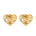 Designer Inspired - Diamond Heart Vine Earrings in YG Vermeil Plated Sterling Silver