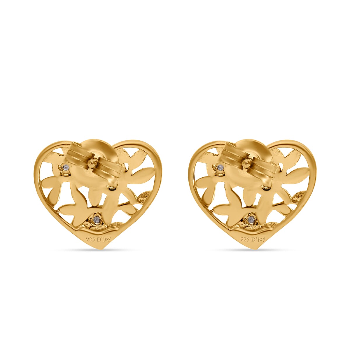 Designer Inspired - Diamond Heart Vine Earrings in YG Vermeil Plated Sterling Silver 7727455 5