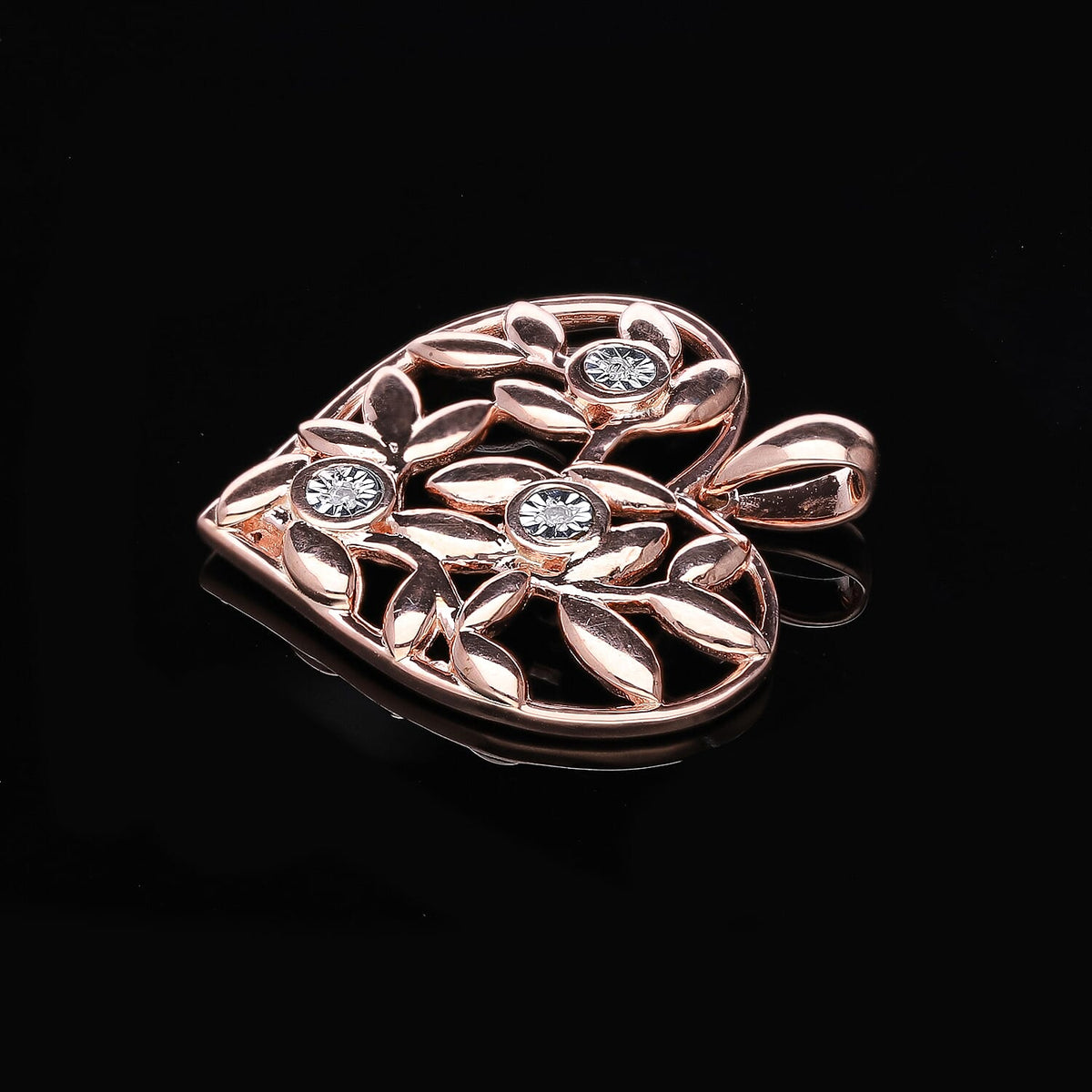 Diamond Heart Pendant in RG Vermeil Plated Sterling Silver 7727461 3