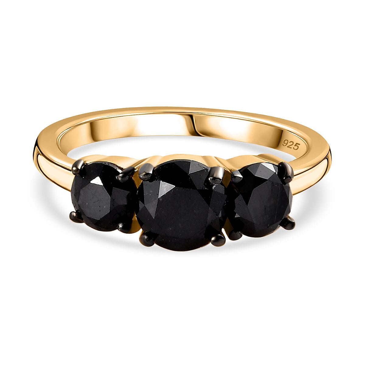 Black Diamond Trilogy Ring in 18K Yellow Gold Vermeil Sterling Silver 7728875 0