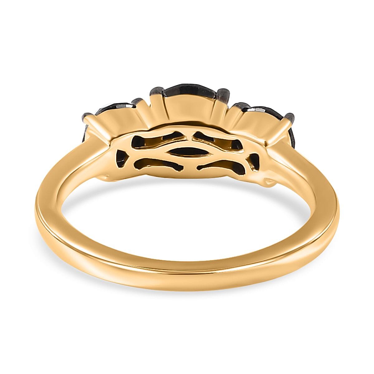 Black Diamond Trilogy Ring in 18K Yellow Gold Vermeil Sterling Silver 7728875 4