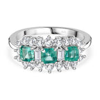 Gemfields Emerald and Natural Zircon Ring in Platinum Overlay Sterling Silver 2.00 Ct.