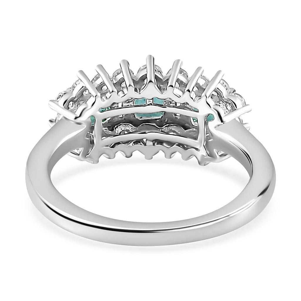 Gemfields Emerald and Natural Zircon Ring in Platinum Overlay Sterling Silver 2.00 Ct.