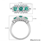 Gemfields Emerald and Natural Zircon Ring in Platinum Overlay Sterling Silver 2.00 Ct.