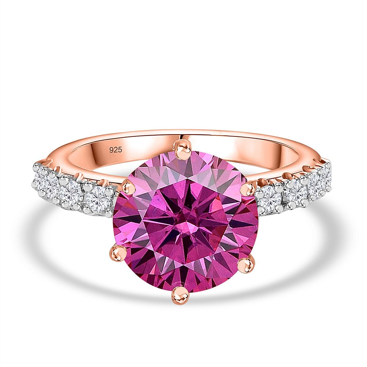 Pink &amp; White Moissanite Ring in 18K Rose Gold Vermeil Plated Sterling Silver 3.73 Ct. 7731797 0