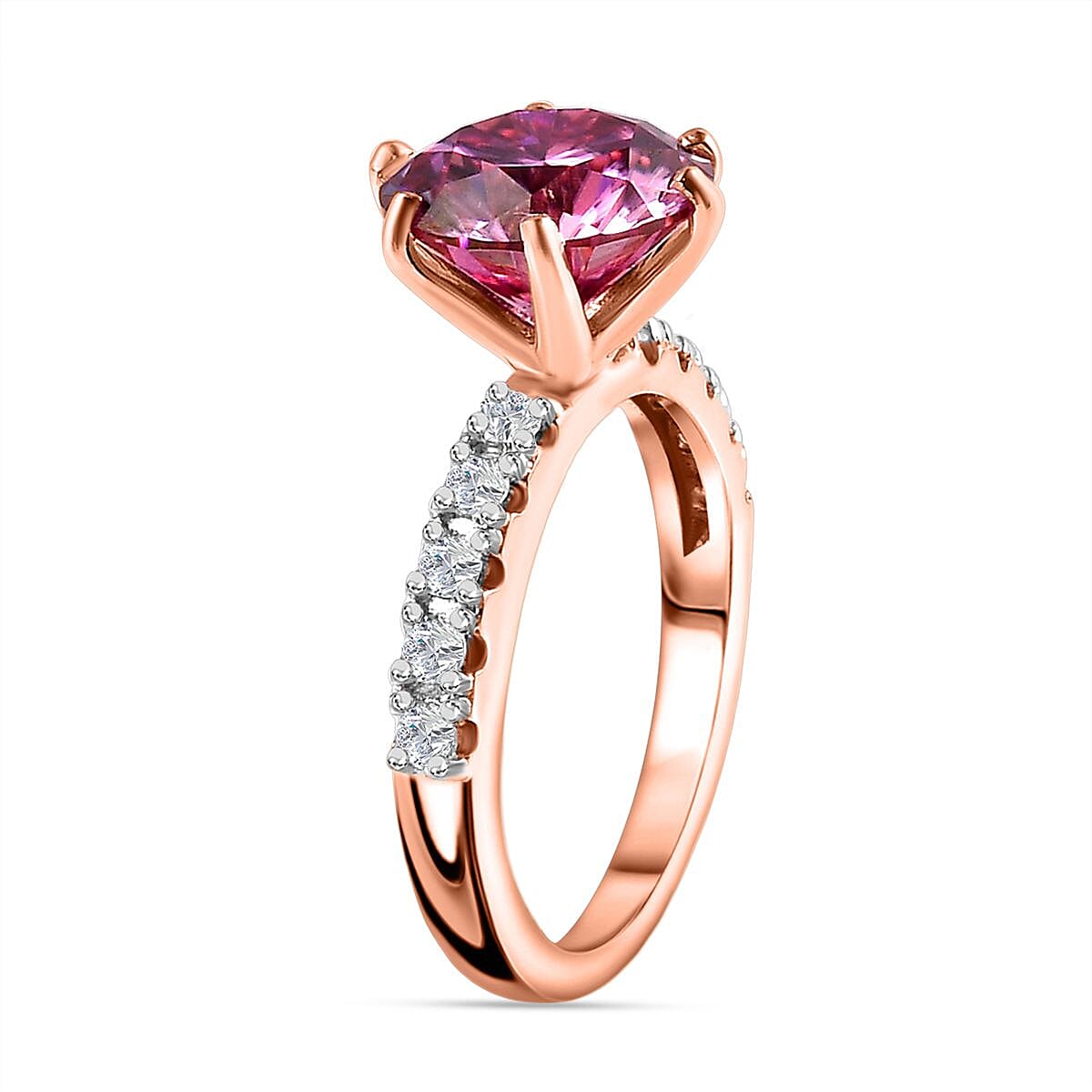 Pink &amp; White Moissanite Ring in 18K Rose Gold Vermeil Plated Sterling Silver 3.73 Ct. 7731797 3