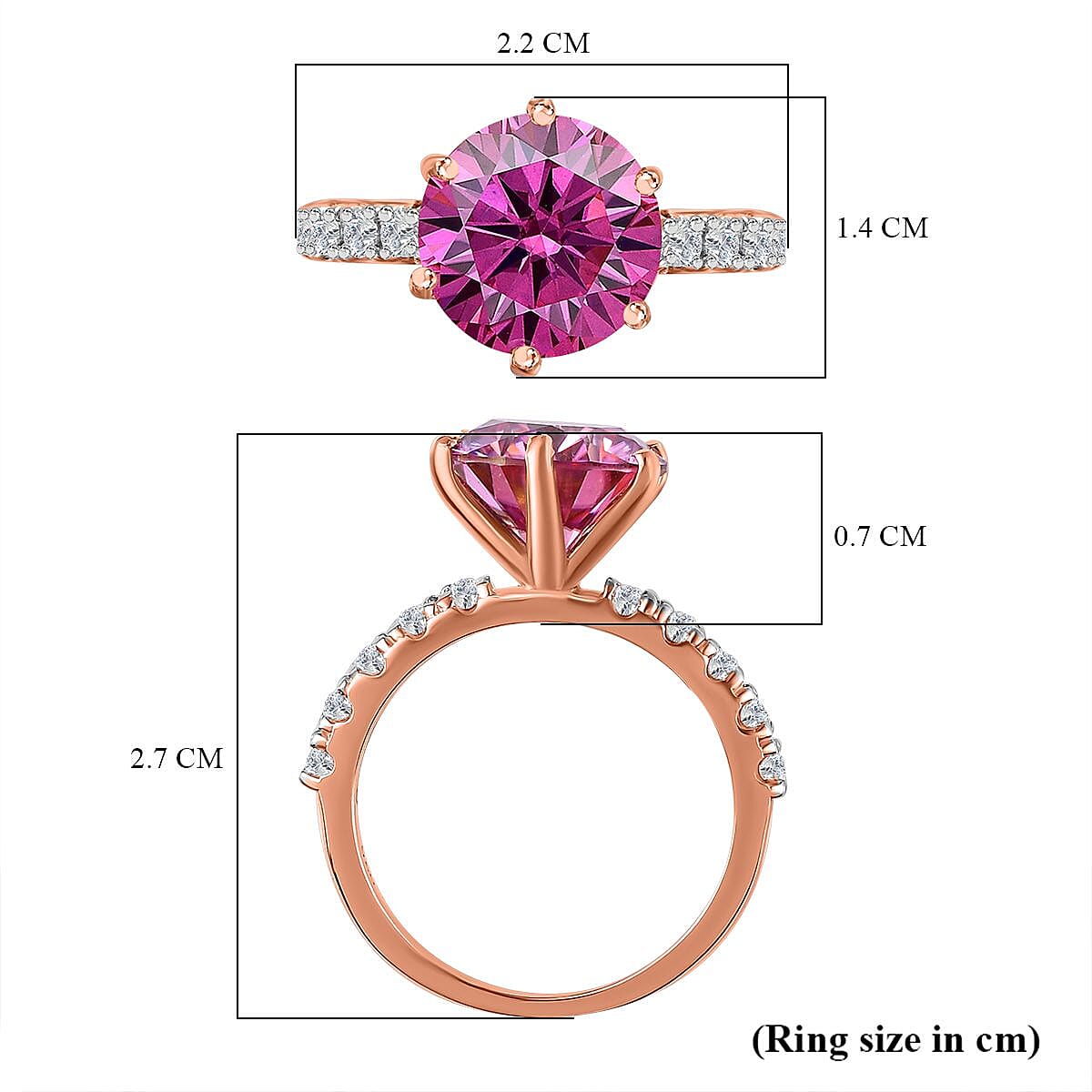 Pink &amp; White Moissanite Ring in 18K Rose Gold Vermeil Plated Sterling Silver 3.73 Ct. 7731797 5