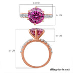 Pink & White Moissanite Ring in 18K Rose Gold Vermeil Plated Sterling Silver 3.73 Ct.