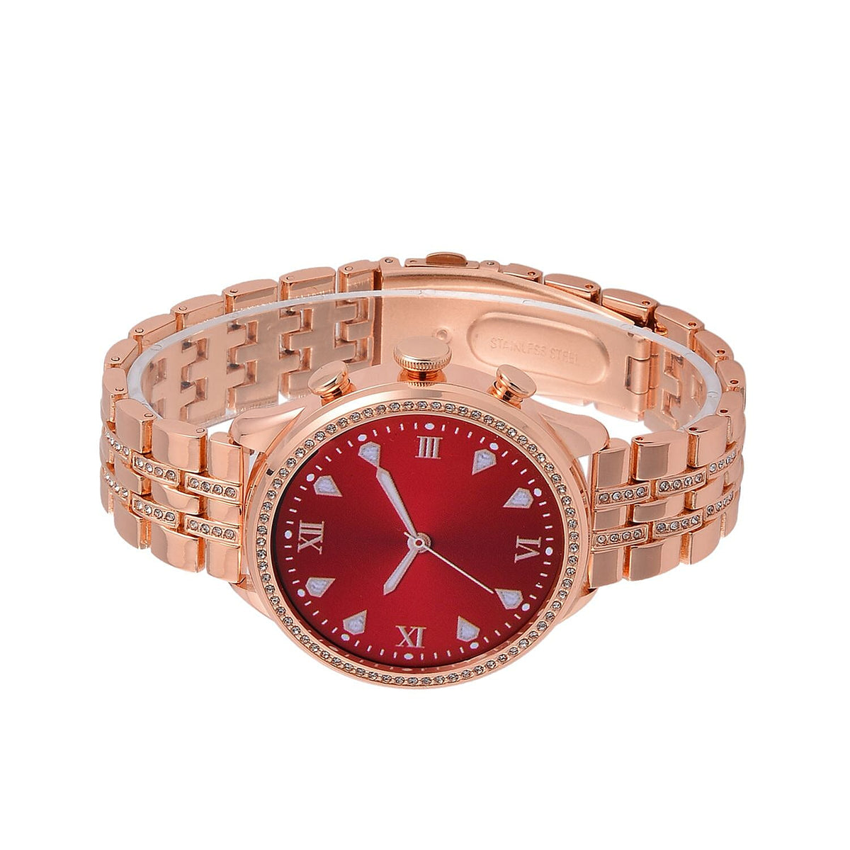 LIQUIDATION DEAL- Rose Gold Dial Crystal Studded Smartwatch with Daily Fit App &amp; 4 Piece Different Spare Straps (Compatible with Android 5, Apple iOS 9 or Above) 7733191 5