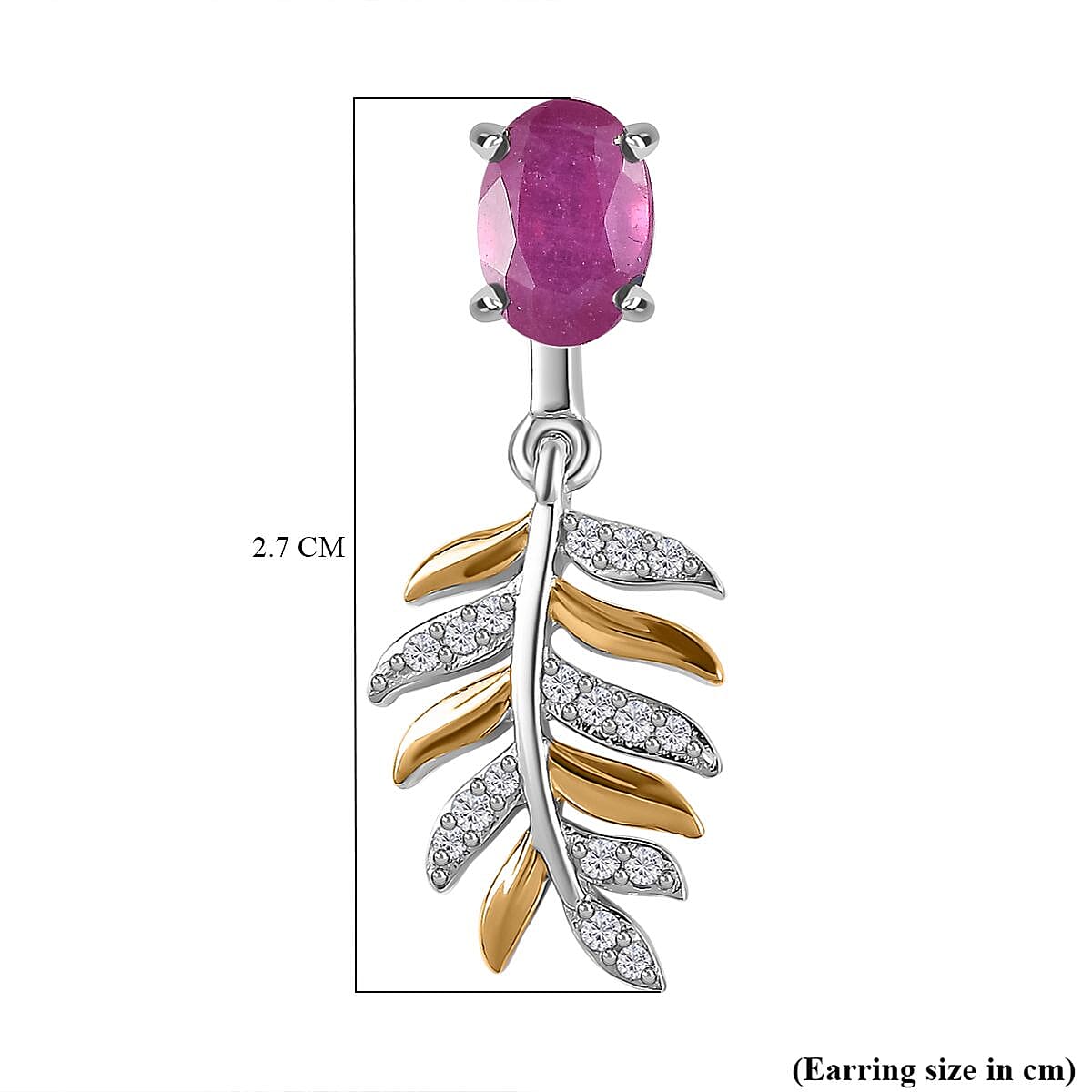 African Ruby &amp; Natural Zircon Dangling Earrings in Sterling Silver 2.70 Ct. 7739945 7
