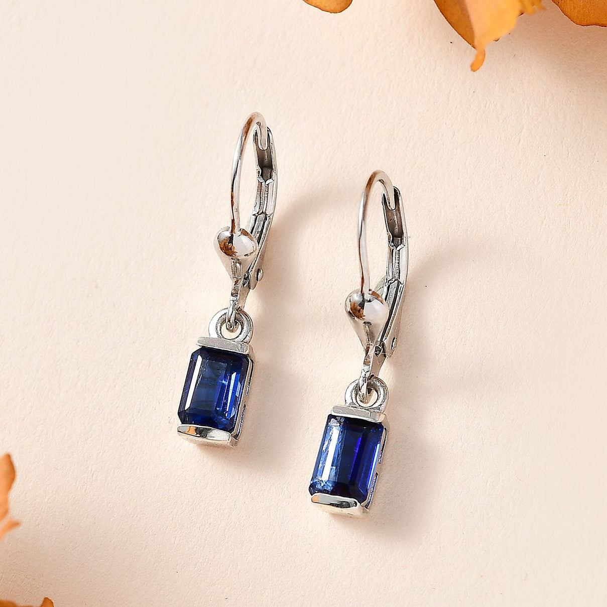 Natural Himalayan Kyanite Solitaire Earrings in Platinum Overlay Sterling Silver 1.50 Ct. 7740297 1
