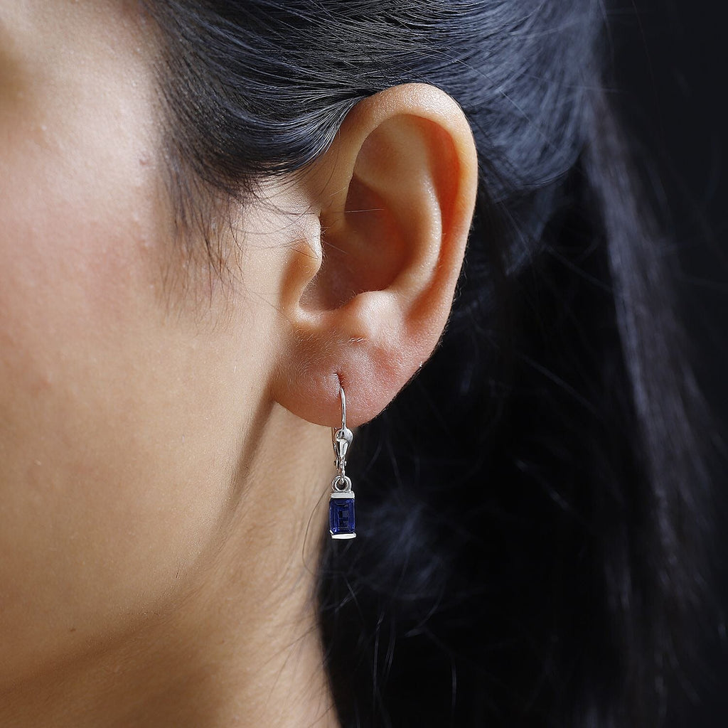 Natural Himalayan Kyanite Solitaire Earrings in Platinum Overlay Sterling Silver 1.50 Ct.