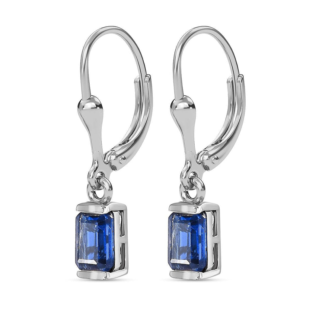 Natural Himalayan Kyanite Solitaire Earrings in Platinum Overlay Sterling Silver 1.50 Ct.