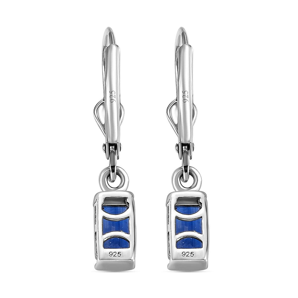 Natural Himalayan Kyanite Solitaire Earrings in Platinum Overlay Sterling Silver 1.50 Ct.