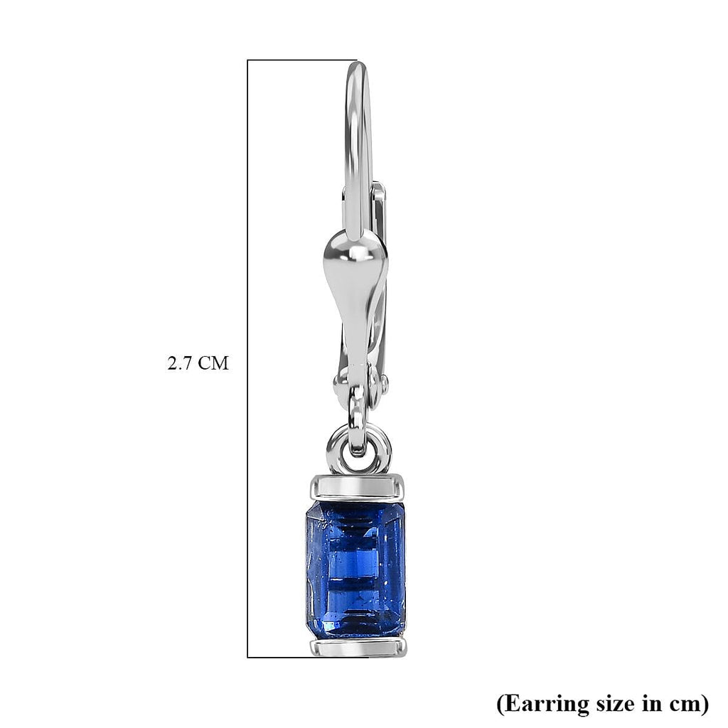 Natural Himalayan Kyanite Solitaire Earrings in Platinum Overlay Sterling Silver 1.50 Ct.