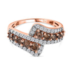 One Time Deal- 9K Rose Gold Certified Natural Champagne White Diamond  Ring 1.00 Ct.