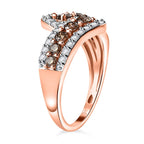 One Time Deal- 9K Rose Gold Certified Natural Champagne White Diamond  Ring 1.00 Ct.