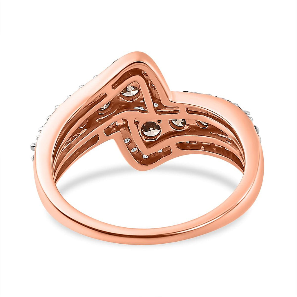 One Time Deal- 9K Rose Gold Certified Natural Champagne White Diamond  Ring 1.00 Ct.