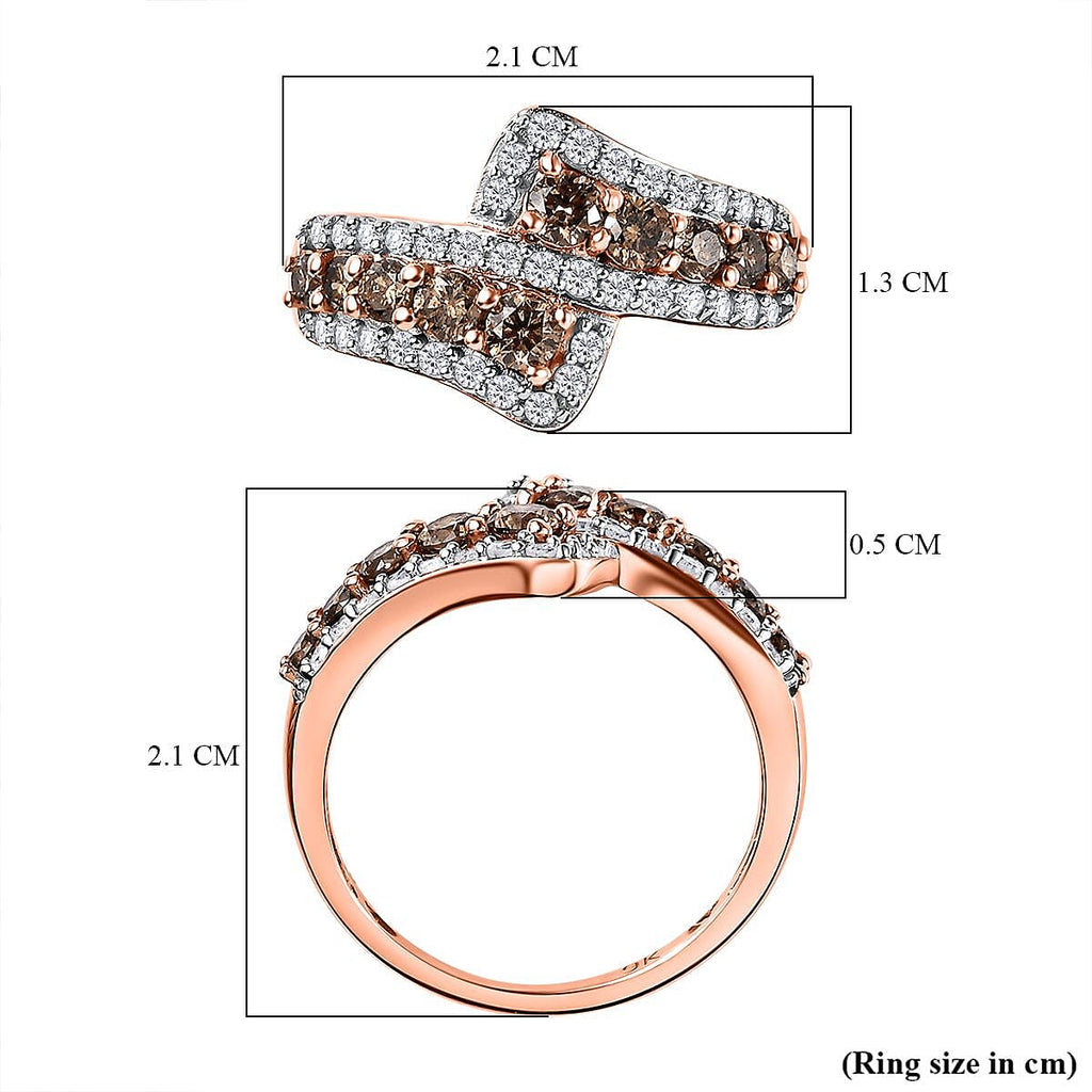 One Time Deal- 9K Rose Gold Certified Natural Champagne White Diamond  Ring 1.00 Ct.