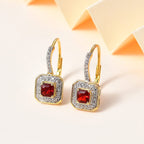 Salamanca Fire Opal & Naural Zircon Earrings in 18K Gold Vermeil Sterling Silver