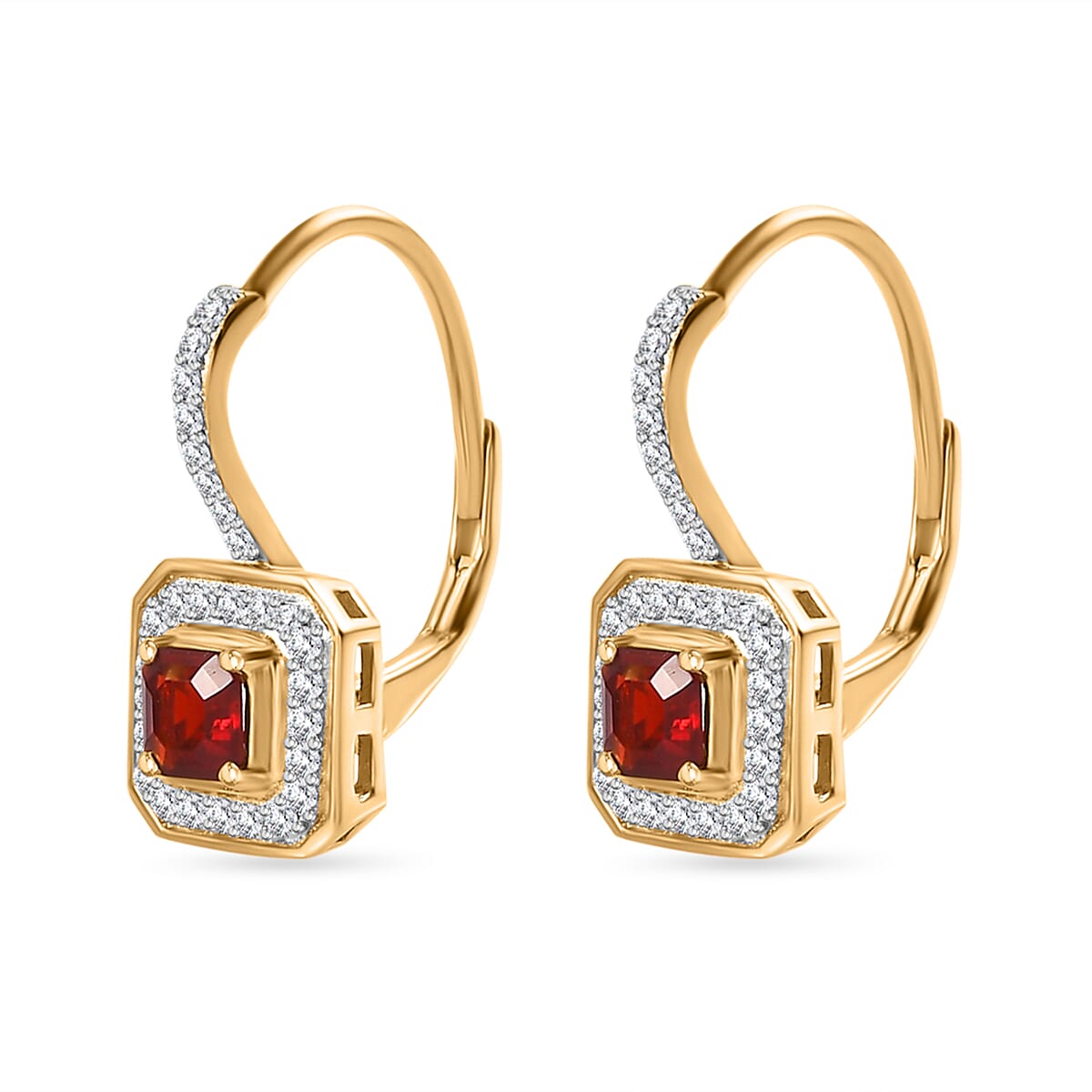 Fire Opal, White Zircon Solitaire Stud Push Post Earring in 18K Vermeil YG Plated Sterling Silver 0.902  Ct. 7742557 3