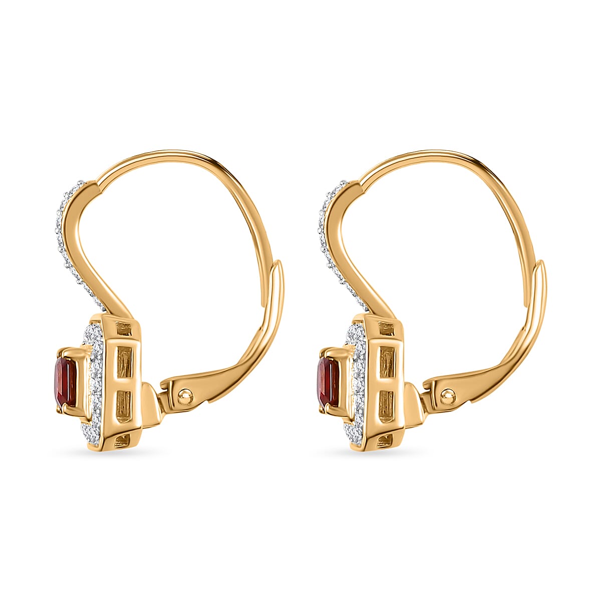 Fire Opal, White Zircon Solitaire Stud Push Post Earring in 18K Vermeil YG Plated Sterling Silver 0.902  Ct. 7742557 4