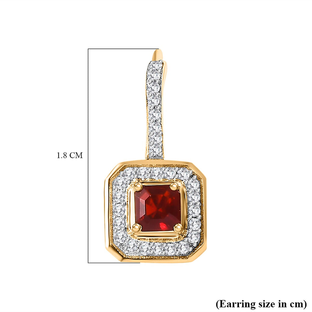 Salamanca Fire Opal & Naural Zircon Earrings in 18K Gold Vermeil Sterling Silver