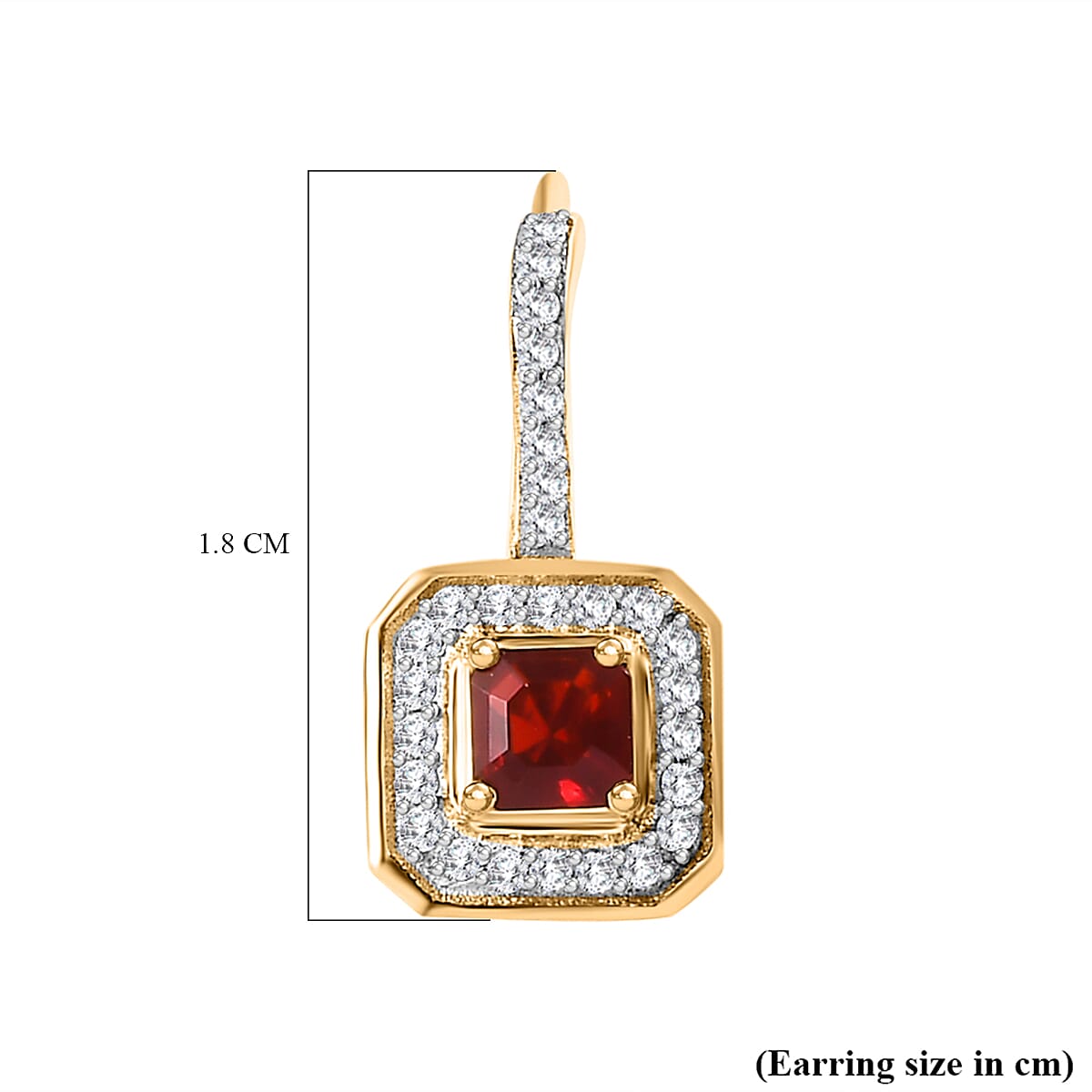 Fire Opal, White Zircon Solitaire Stud Push Post Earring in 18K Vermeil YG Plated Sterling Silver 0.902  Ct. 7742557 5