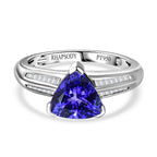 RHAPSODY 950 Platinum AAAA Tanzanite Trillion & Diamond (VS - E-F) Ring 2.70 Ct Plt Wt 6.19 Grms